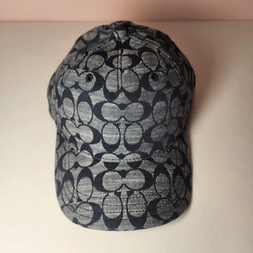 NWT Coach C6679 Blue Denim Chambray Cotton Adjustable Baseball Cap Hat